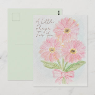 Carte Postale Une petite prière pour vous Gerbera rose Daisy W