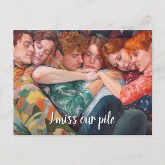 Carte Postale Une pile de chiot en polypyjama