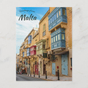 Carte Postale Une rue à La Valletta Malte