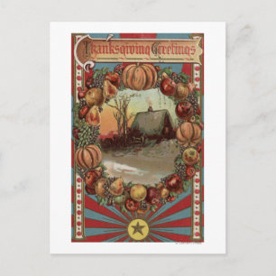 Carte Postale Une scène champêtre avec bordure de produits