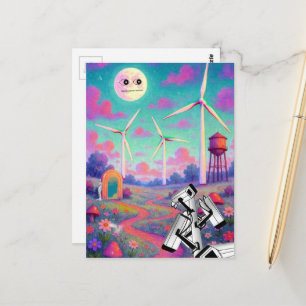 Carte Postale Une scène de surveillance surréaliste dans une pra