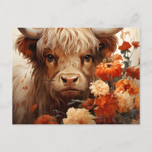 Carte Postale Une série de vaches des Highlands florales Design
