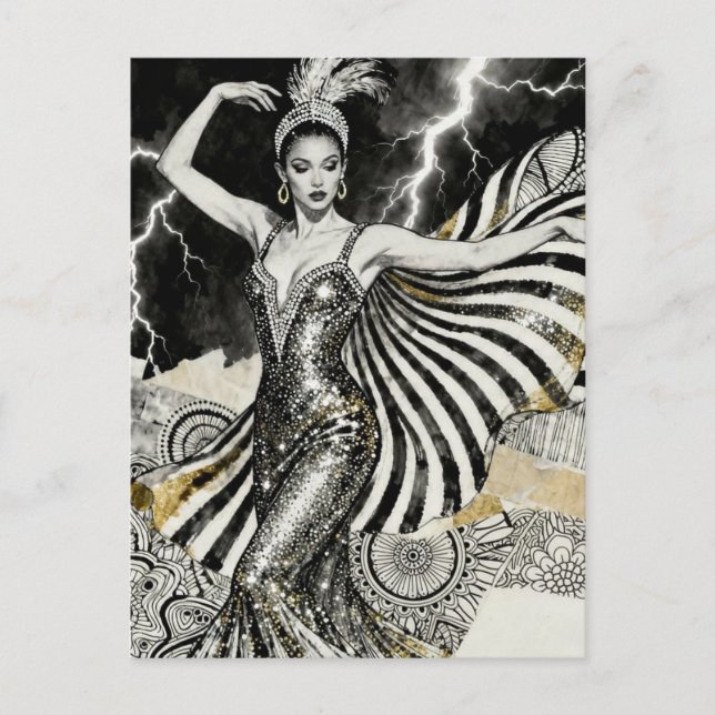 Carte Postale Une showgirl danse dans la lumière (Devant)