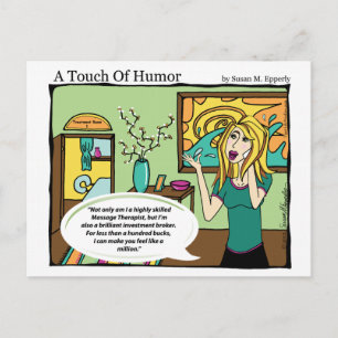Carte Postale "Une touche d'Humour" - Bande dessinée de massage 
