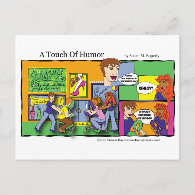 Carte Postale "Une touche d'Humour" Mall Chair Massage Comic (Devant)