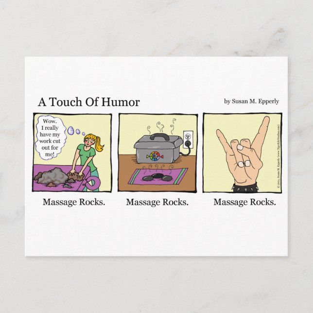 Carte Postale "Une touche d'Humour" Massage Rocks Comic (Devant)