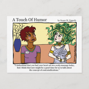 Carte Postale "Une touche d'Humour" Médusa Massage Comique