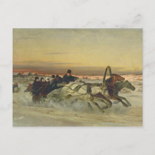 Carte Postale Une troïka d'hiver galopante à l'aube