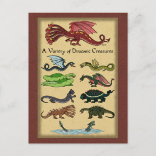 Carte Postale Une variété de créatures draconiennes