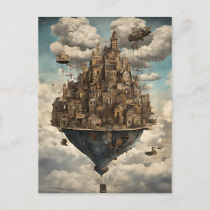 Carte Postale Une ville de Steampunk dans le ciel