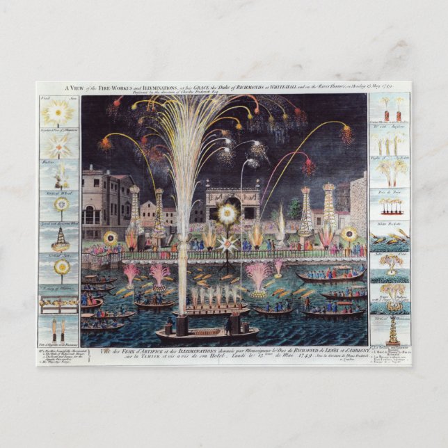 Carte Postale Une vue des feux d'artifice et des illuminations (Devant)