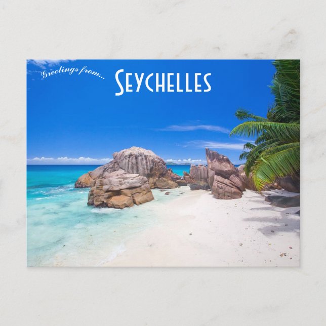 Carte Postale Une vue d'une plage aux Seychelles (Devant)
