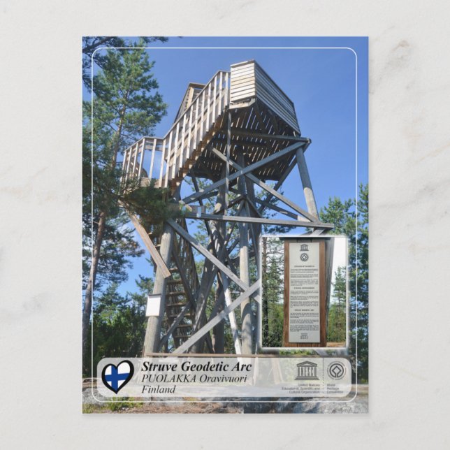 Carte Postale UNESCO - Arc géodésique Struve - PUOLAKKA Oravivuo (Devant)