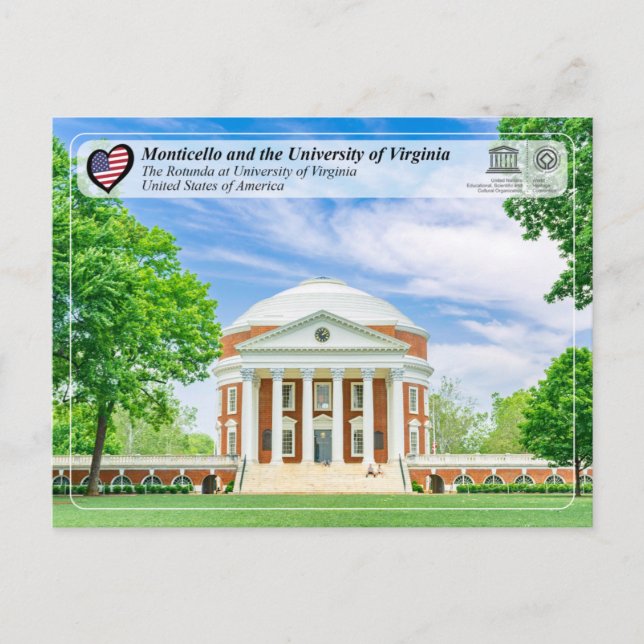 Carte Postale UNESCO - Université de Virginie à Charlottesville (Devant)