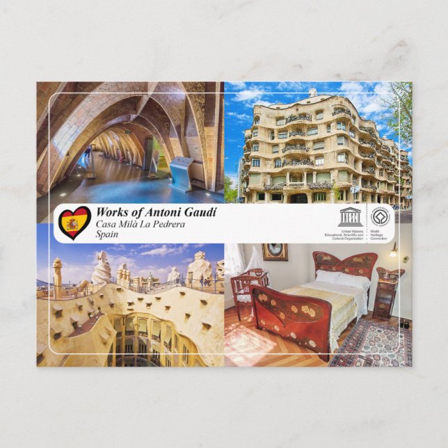 Carte Postale UNESCO WHS - Antoni Gaudí - Casa Milà La Pedrera (Devant)