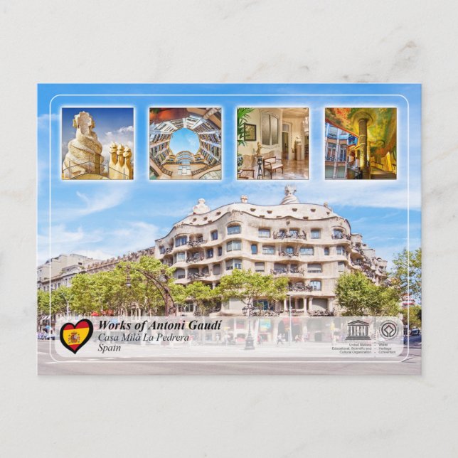 Carte Postale UNESCO WHS - Antoni Gaudí - Casa Milà La Pedrera (Devant)