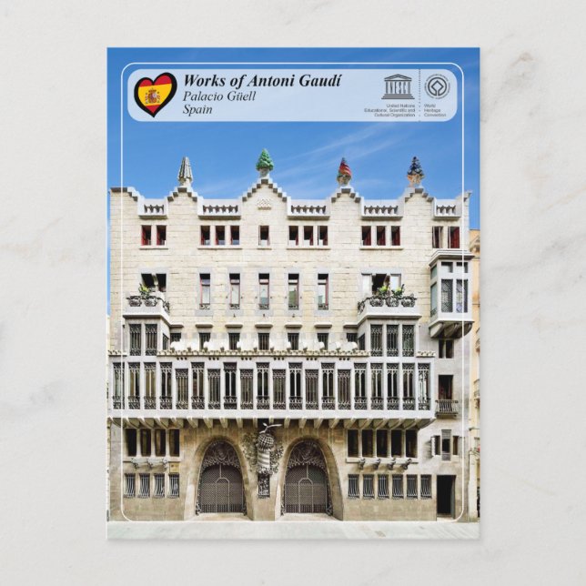 Carte Postale UNESCO WHS - Antoni Gaudí - Palacio Güell (Devant)