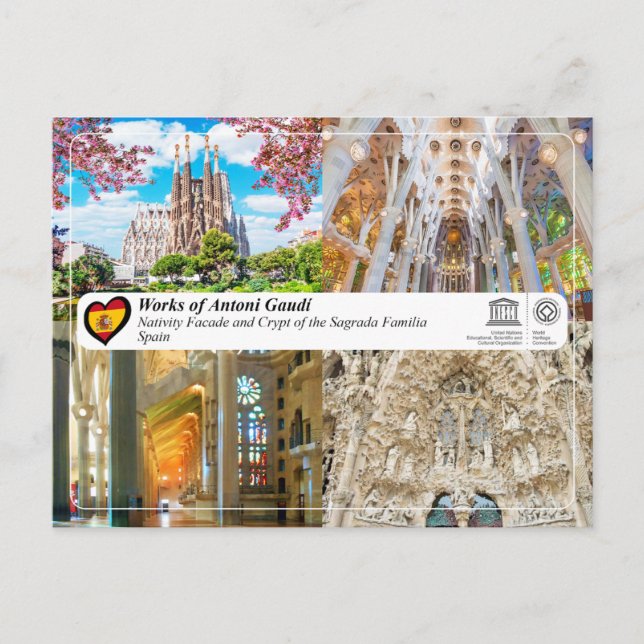 Carte Postale UNESCO WHS - Antoni Gaudí - Sagrada Familia (Devant)