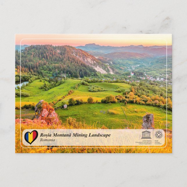 Carte Postale UNESCO WHS - Roșia Montană Paysage minier (Devant)