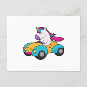 Carte Postale Unicorn Car