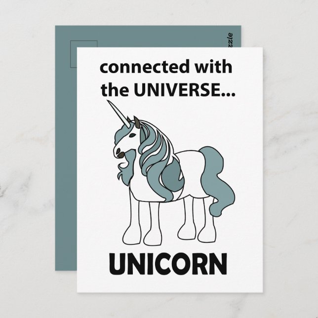 Carte Postale Unicorn Connecté Avec L'Unicorne Universe (Devant / Derrière)