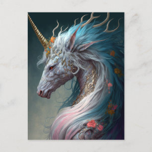 Carte Postale Unicorn Dragon Imaginaire Art