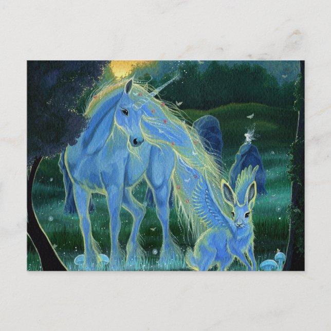 Carte postale Unicorn "Misty Midsummers Morning" (Devant)