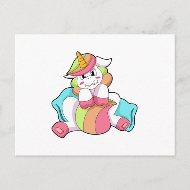 Carte Postale Unicorn Shy with Pillow (Devant)