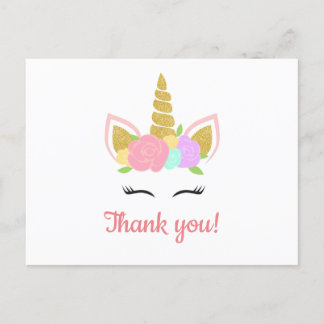 Carte Postale Unicorn Thank You Postcard