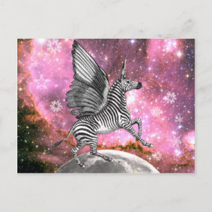 Carte Postale Unicorn Zebra Pegasus