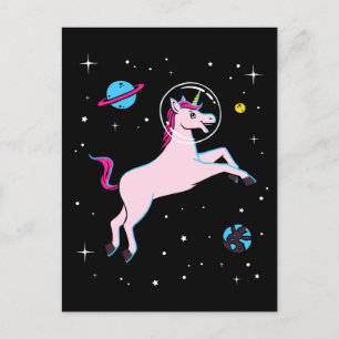 Carte Postale Unicorne Animaux Dans L'Espace