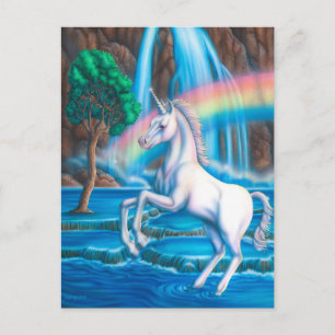 Carte Postale Unicorne arc-en-ciel