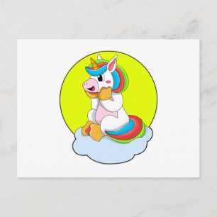 Carte Postale Unicorne avec Cloud et Soleil