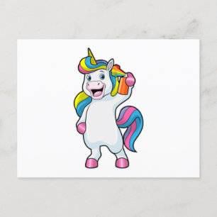 Carte Postale Unicorne comme coiffeur avec aérosol