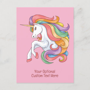 Carte Postale Unicorne couleur texte personnalisé