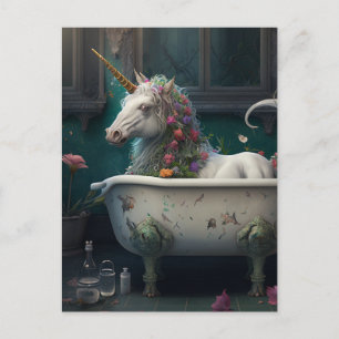 Carte Postale Unicorne dans une baignoire