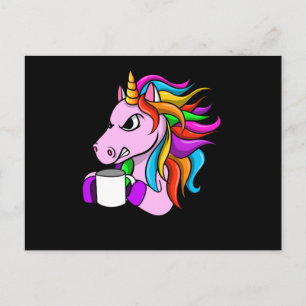 Carte Postale Unicorne En Colère Avec Café
