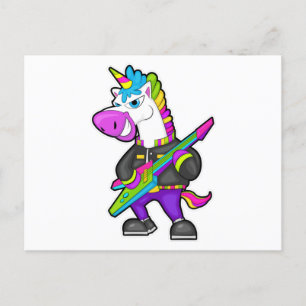 Carte Postale Unicorne en tant que musicien avec guitare