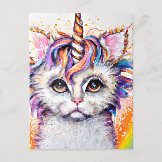 Carte Postale Unicorne Fluffy Kitten (Devant)
