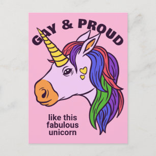 Carte Postale Unicorne Gay Texte Personnalisé