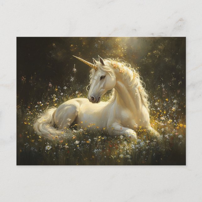 Carte Postale Unicorne Golden Meadow (Devant)