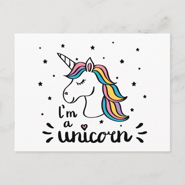 Carte Postale Unicorne | Je suis une licorne (Devant)