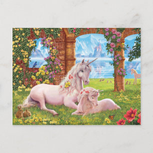 Carte Postale Unicorne mère et poulain