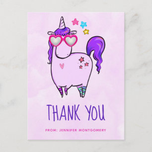 Carte Postale Unicorne mignonne dans les lunettes en forme de co