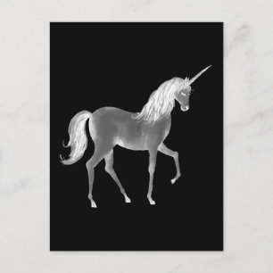 Carte Postale Unicorne noir et blanc
