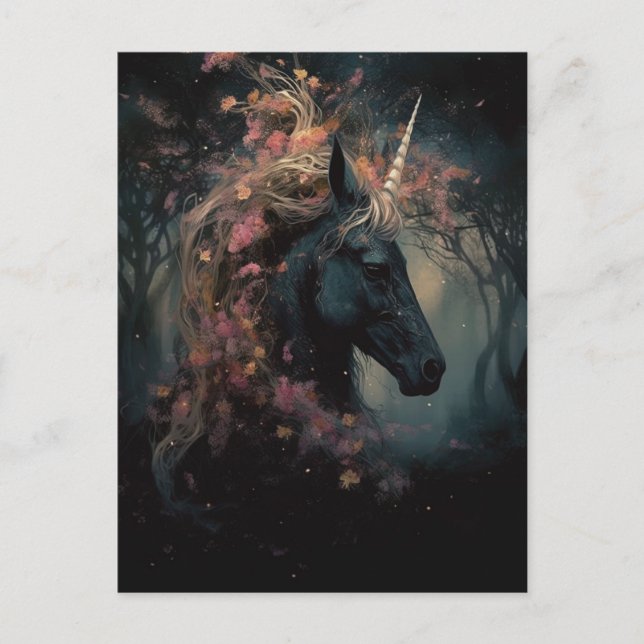 Carte Postale Unicorne noire (Devant)