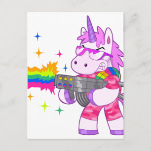 Carte Postale Unicorne pourpre - Arme