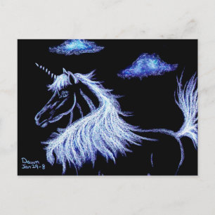 Carte Postale unicorne rêve bleu