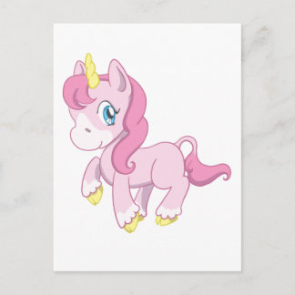 Carte Postale Unicorne rose mignonne
