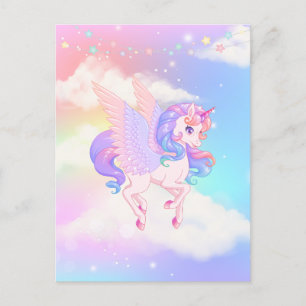 Carte Postale Unicorne rose violet